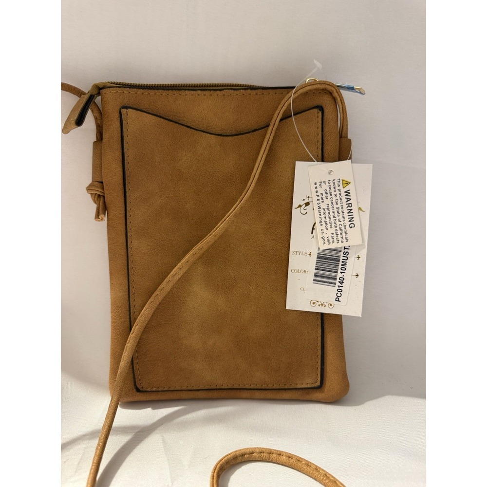 Alfa Bags Tan Laser Cut Crossbody Bag Small Faux Leather Purse NWT - Picture 5 of 11